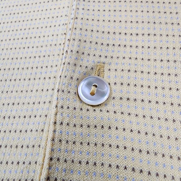 Peter Millar Shirt Men Large Yellow Micro Dot Polo Short Sleeve Performance Golf - Picture 10 of 16